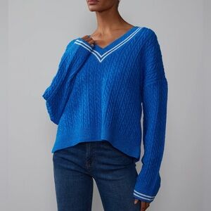 NWT New York & Company Ciao Cable Knit Varsity Sweater Size M